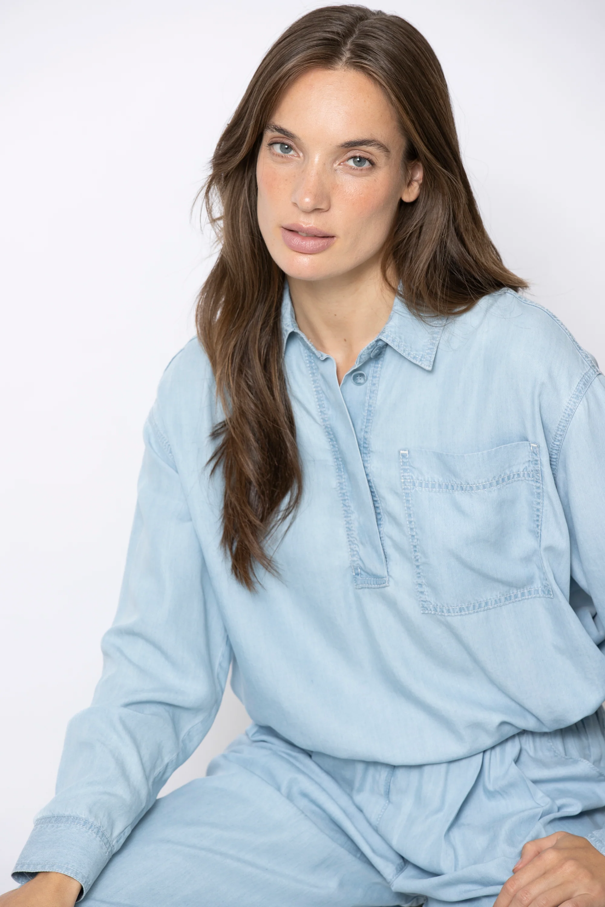 Blouses lange mouw blauw Gigue