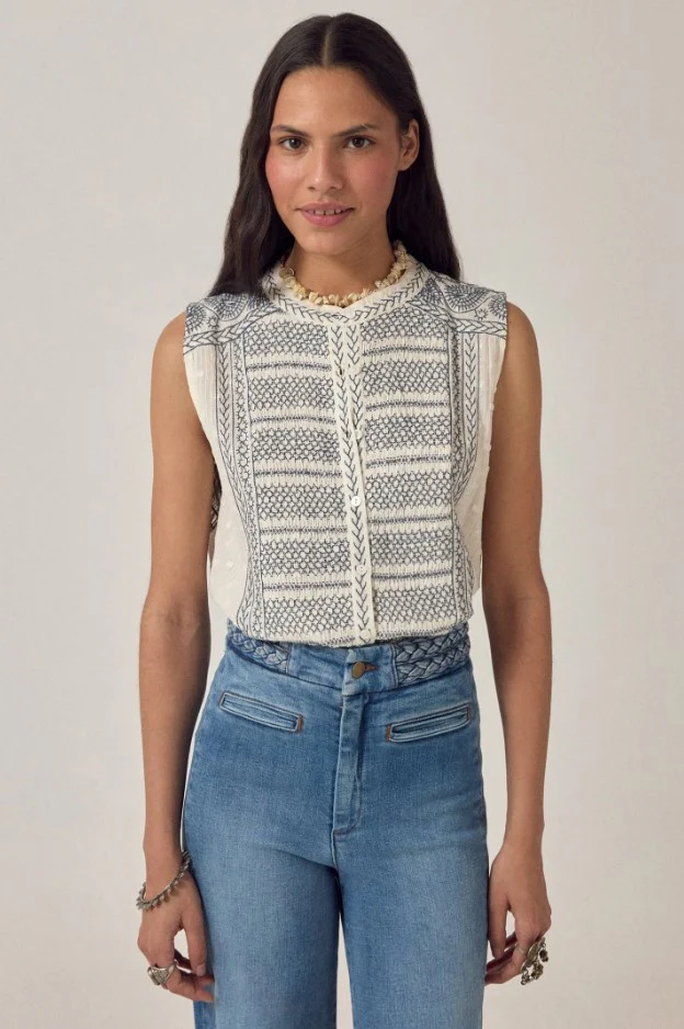 Blouses korte mouw blauw MAISON HOTEL