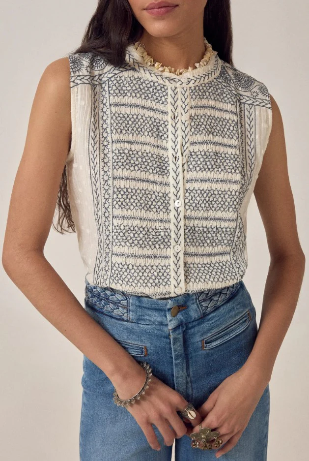 Blouses korte mouw blauw MAISON HOTEL - Image 2