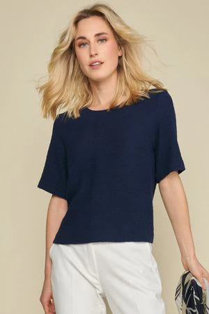 Blouses korte mouw blauw Marie Méro