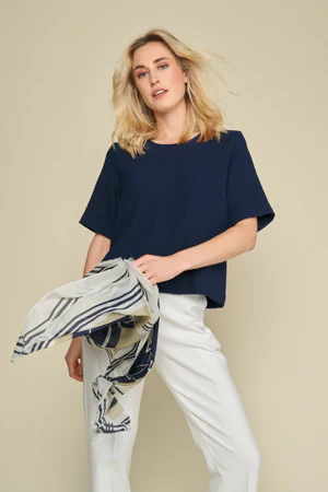 Blouses korte mouw blauw Marie Méro - Image 2
