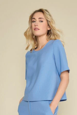 Blouses korte mouw blauw Marie Méro