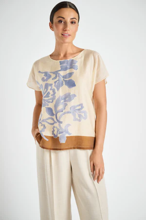 Blouses korte mouw blauw Marie Méro