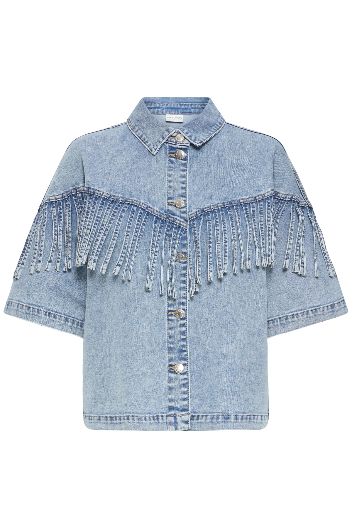 Blouses korte mouw blauw Pulz Jeans
