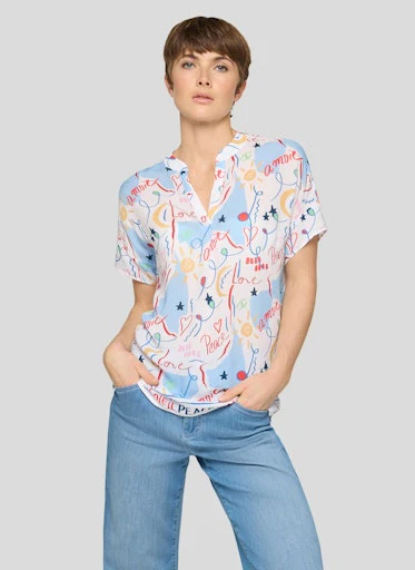 Blouses korte mouw blauw Rabe - Image 2