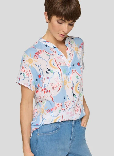 Blouses korte mouw blauw Rabe - Image 3