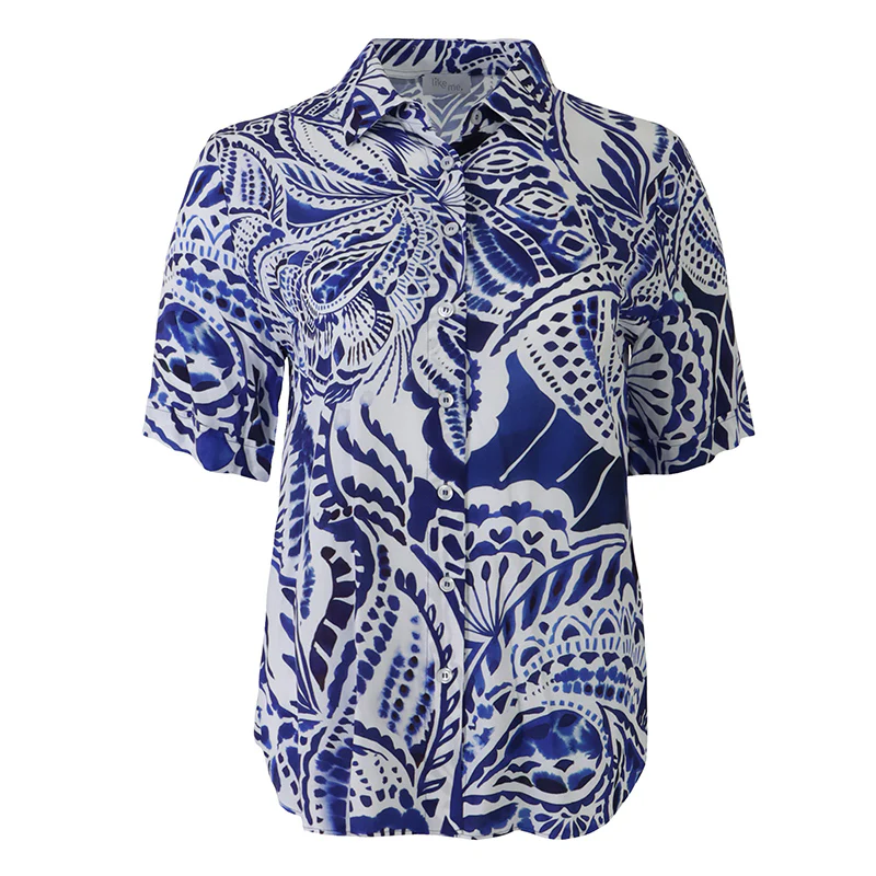 Blouses korte mouw blauw Sommermann