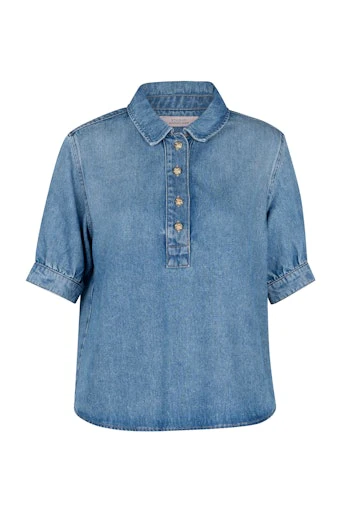 Blouses korte mouw blauw Studio Anneloes