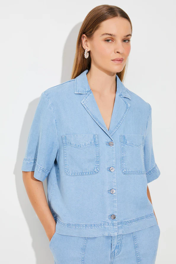 Blouses korte mouw blauw Suncoo Paris