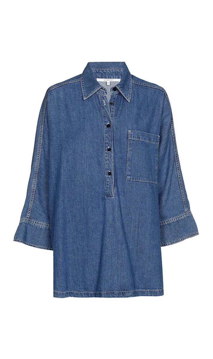 Blouses lange mouw blauw Xandres