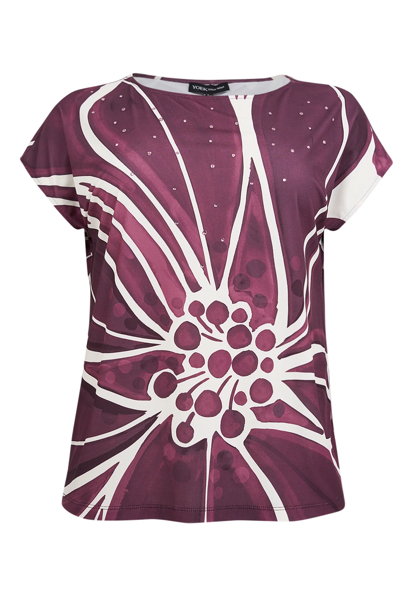 Blouses korte mouw bordeaux Yoek - Image 2
