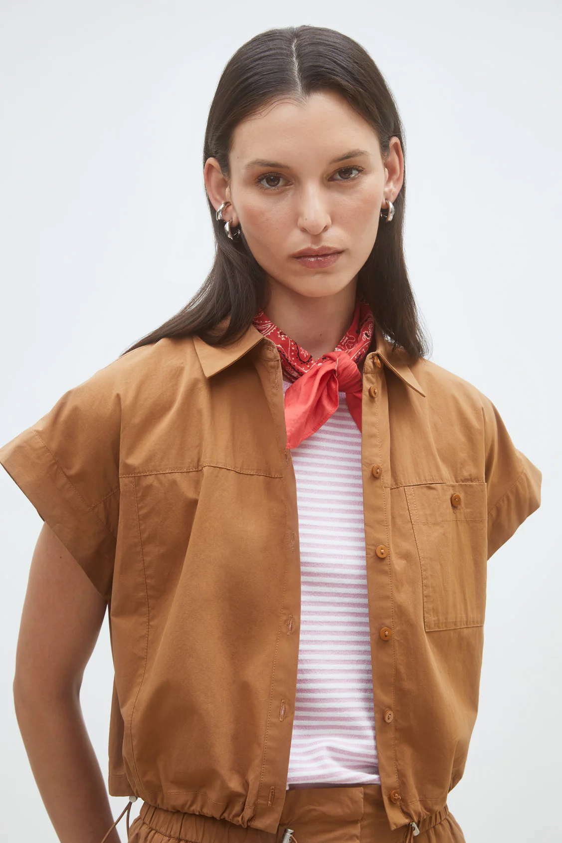 Blouses korte mouw bruin Suncoo Paris