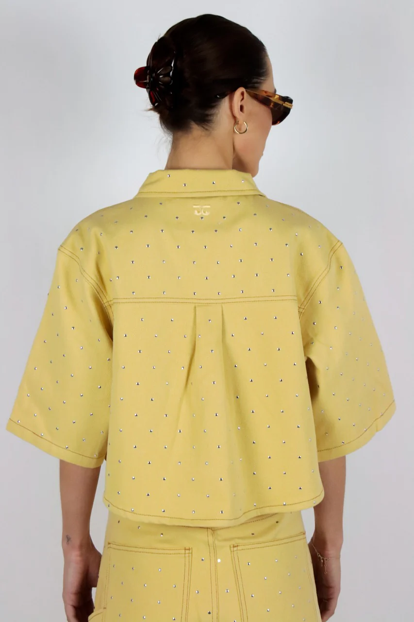 Blouses korte mouw geel AMANDINE - Image 4