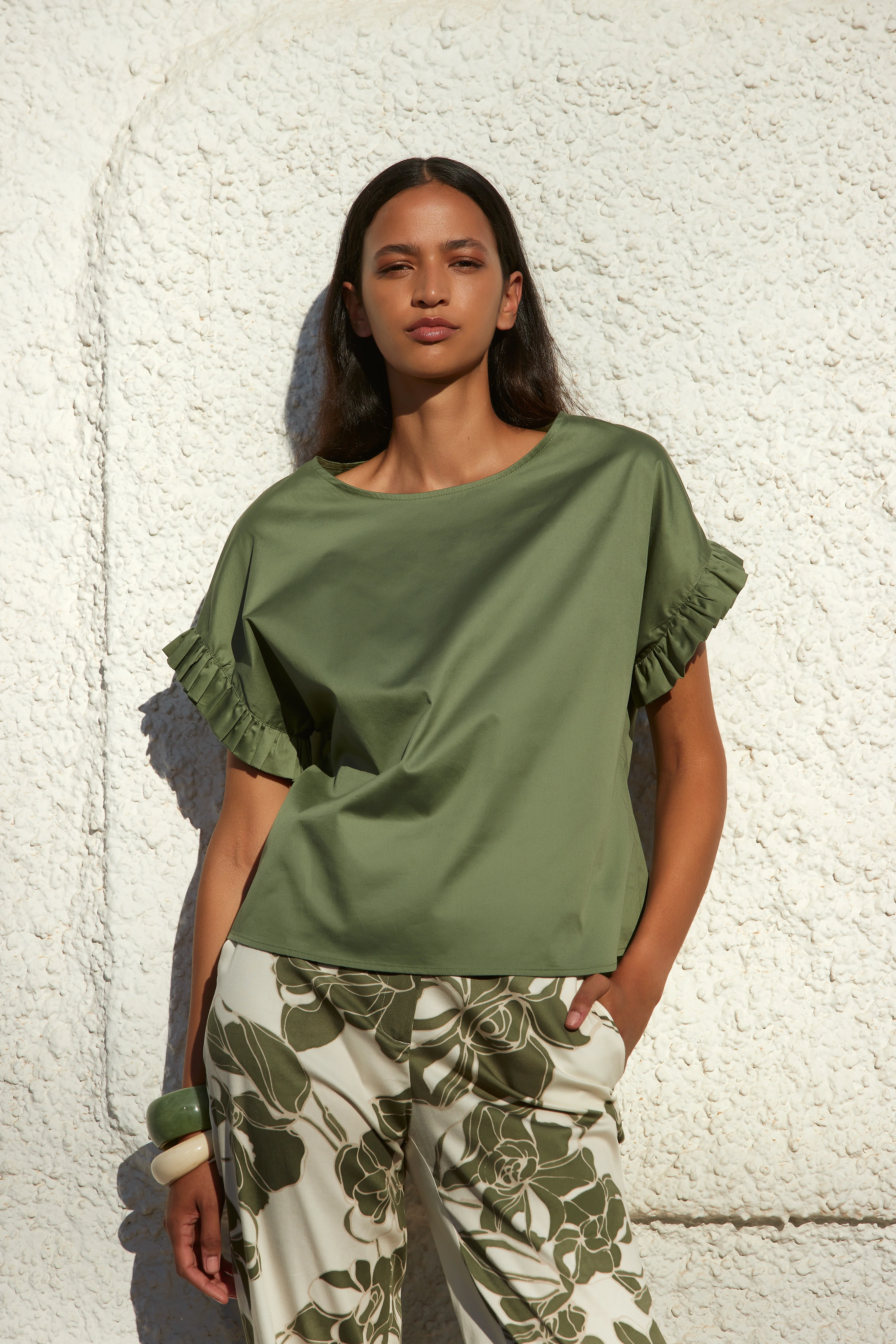 Blouses korte mouw groen Atmos