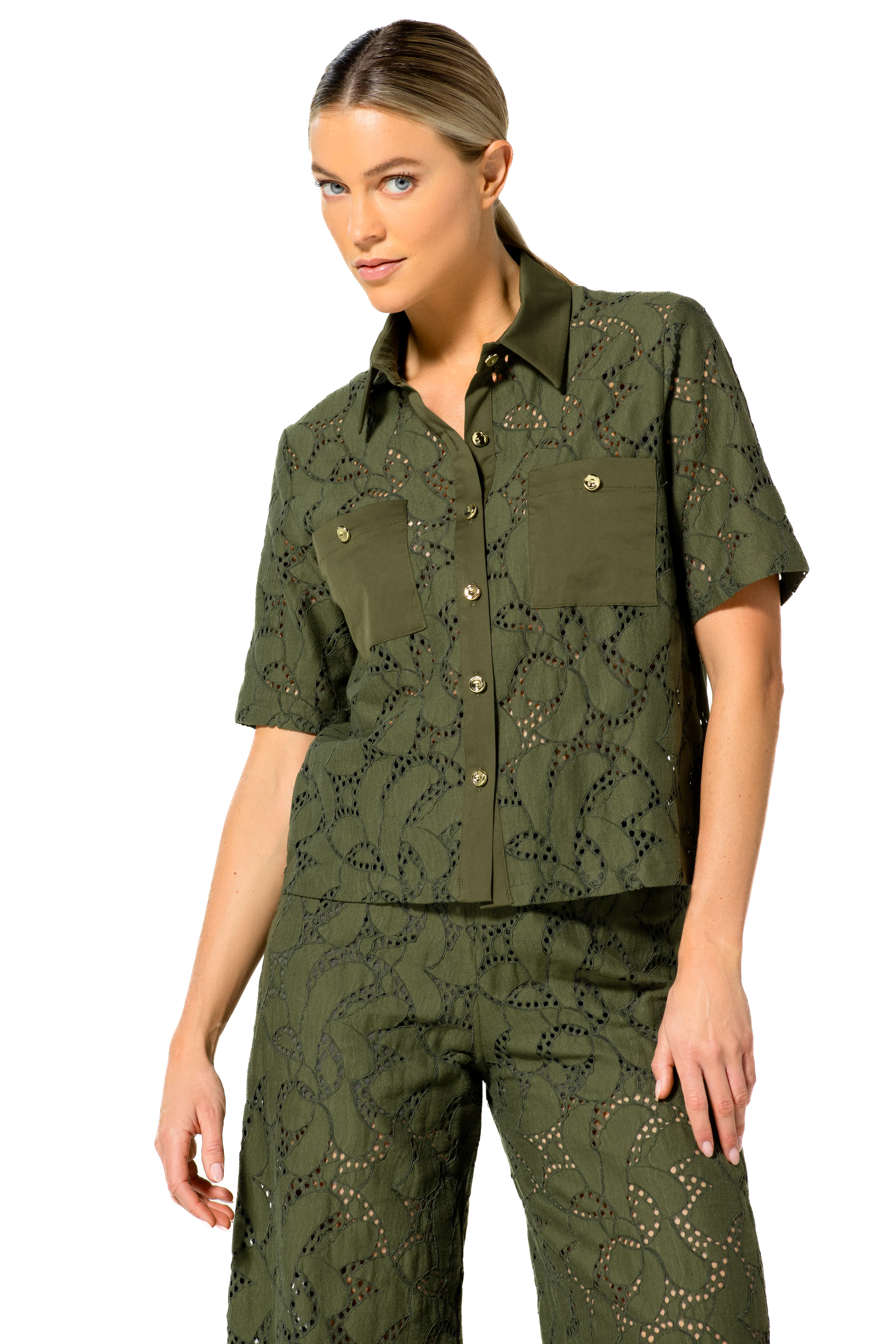 Blouses korte mouw groen Caroline Biss