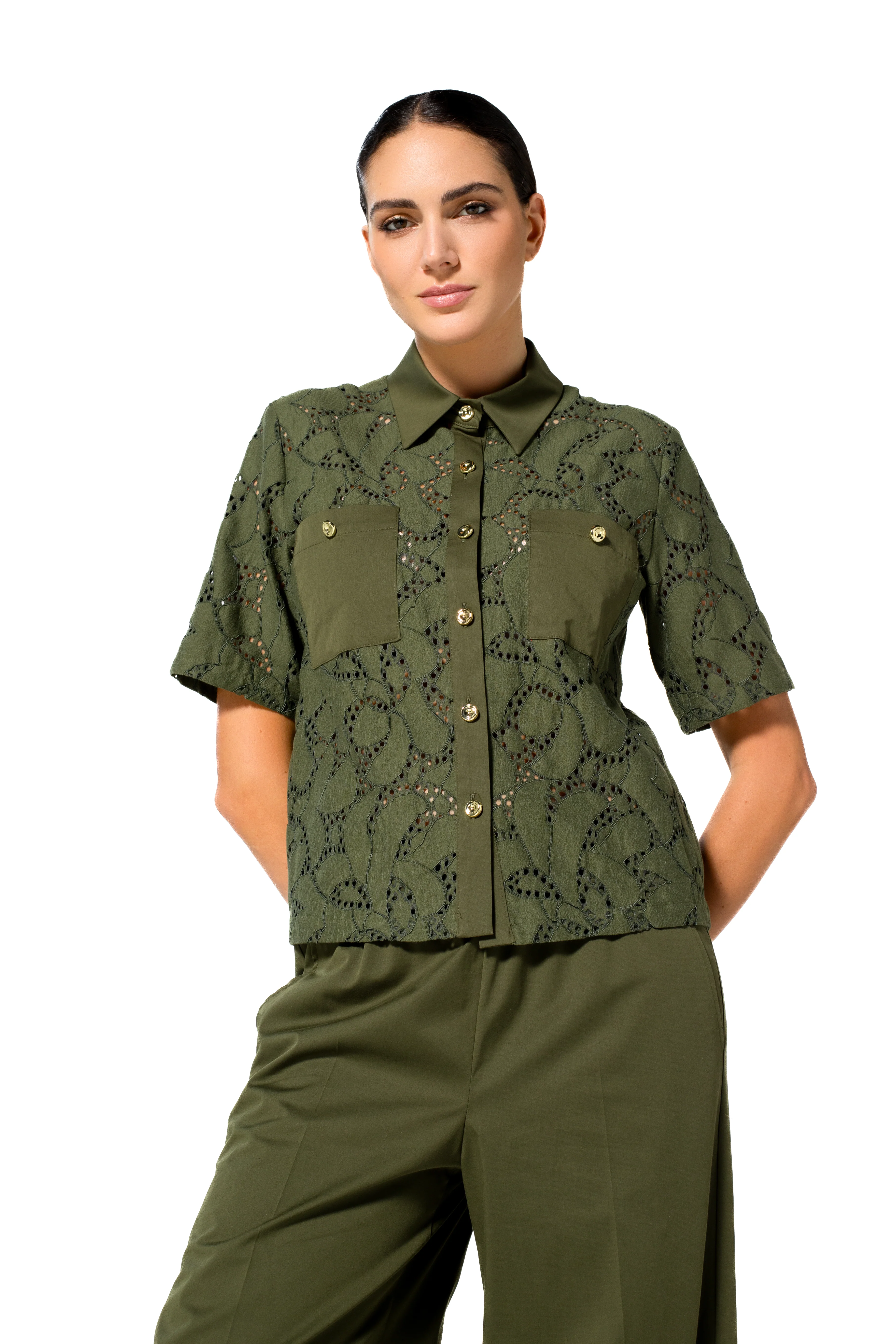 Blouses korte mouw groen Caroline Biss - Image 4