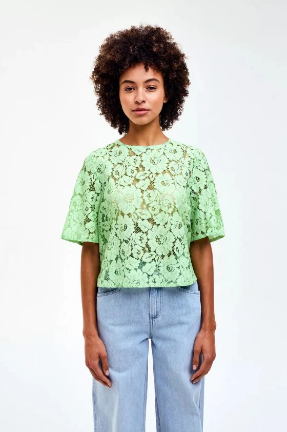 Blouses korte mouw groen CKS