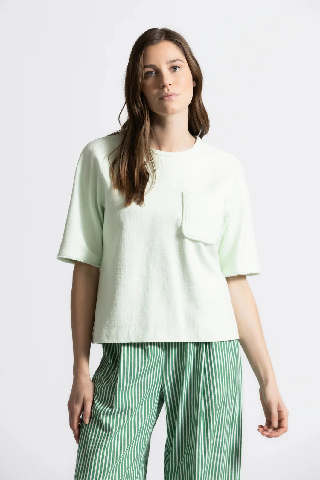 Blouses korte mouw groen Gigue