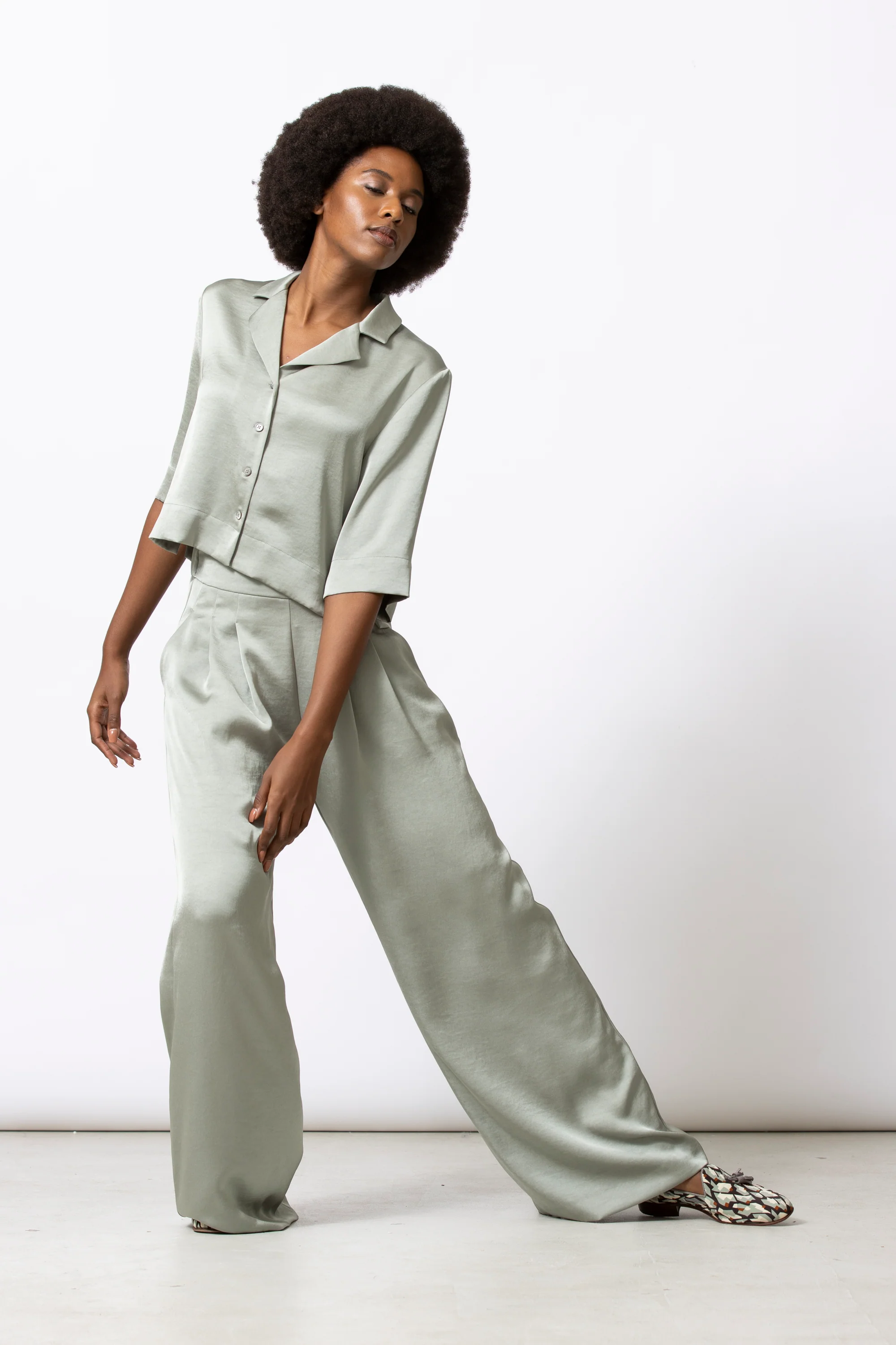Blouses korte mouw groen Gigue - Image 3