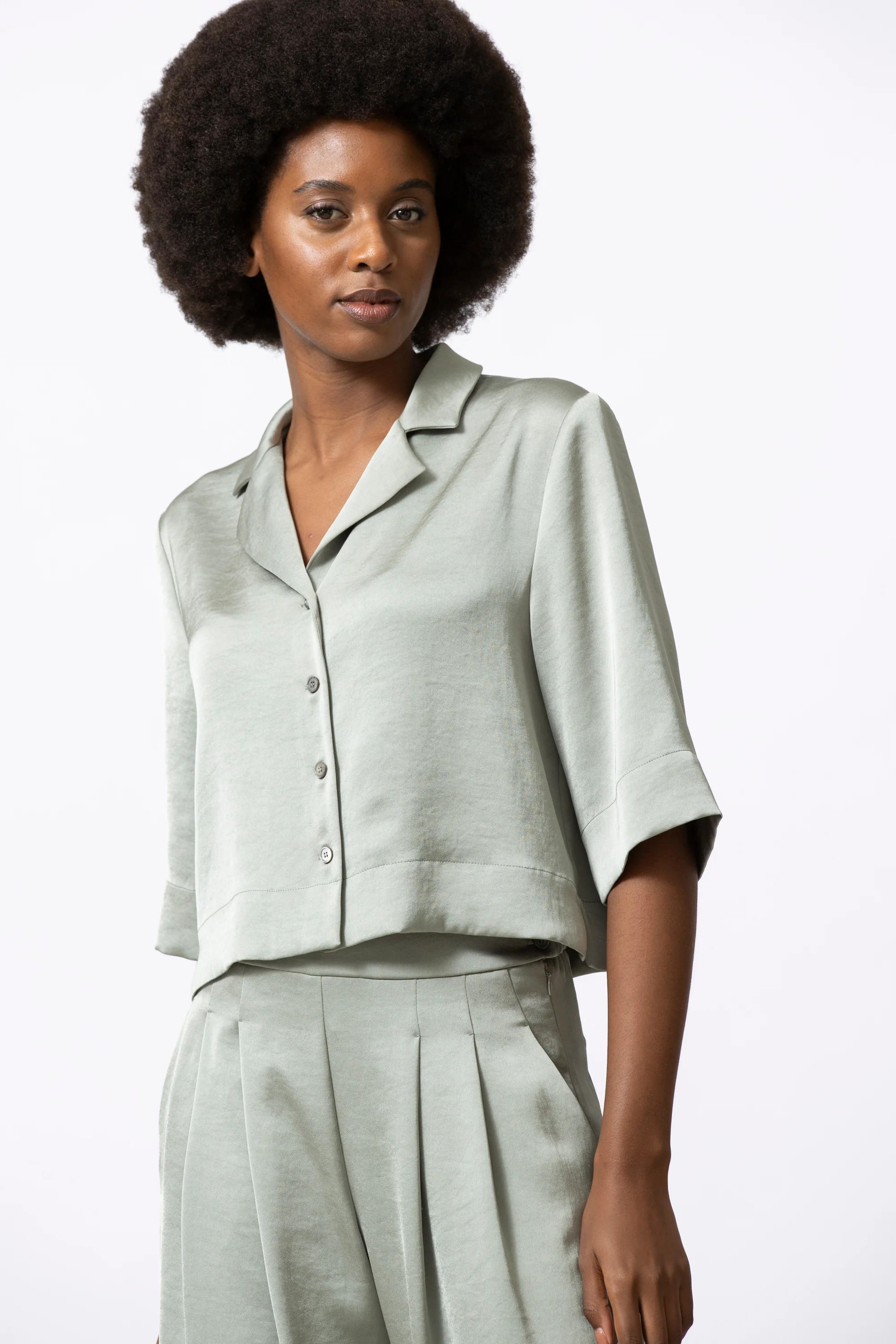 Blouses korte mouw groen Gigue - Image 5