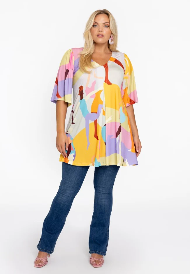 Blouses korte mouw multicolor Yoek - Image 3