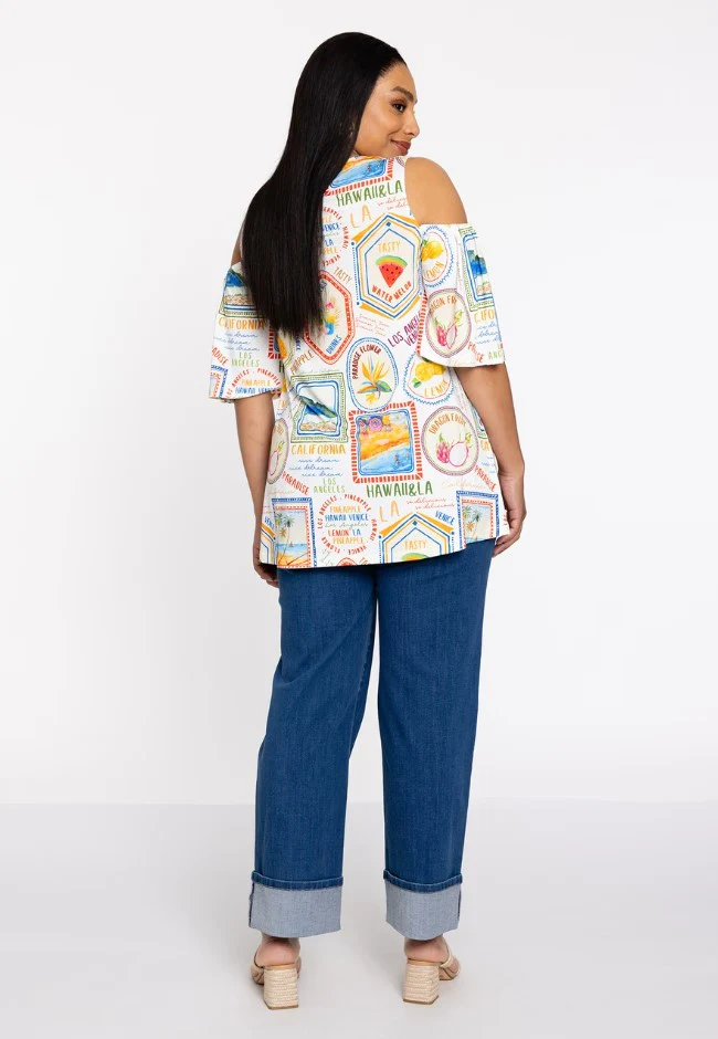 Blouses korte mouw multicolor Yoek - Image 2