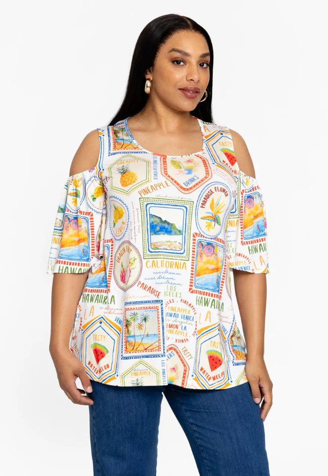 Blouses korte mouw multicolor Yoek - Image 3