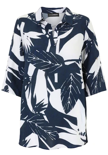 Blouses korte mouw navy Doris Streich
