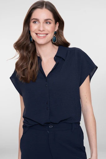 Blouses korte mouw navy Geisha