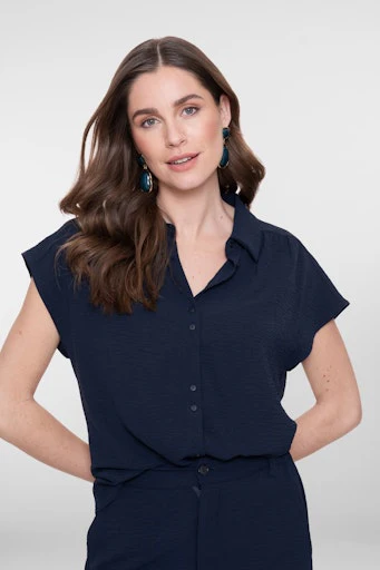 Blouses korte mouw navy Geisha - Image 6