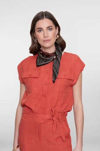 Blouses korte mouw oranje Geisha