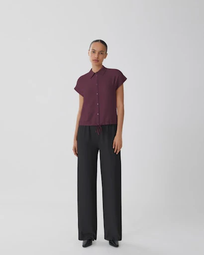 Blouses korte mouw bordeaux VILA - Image 4