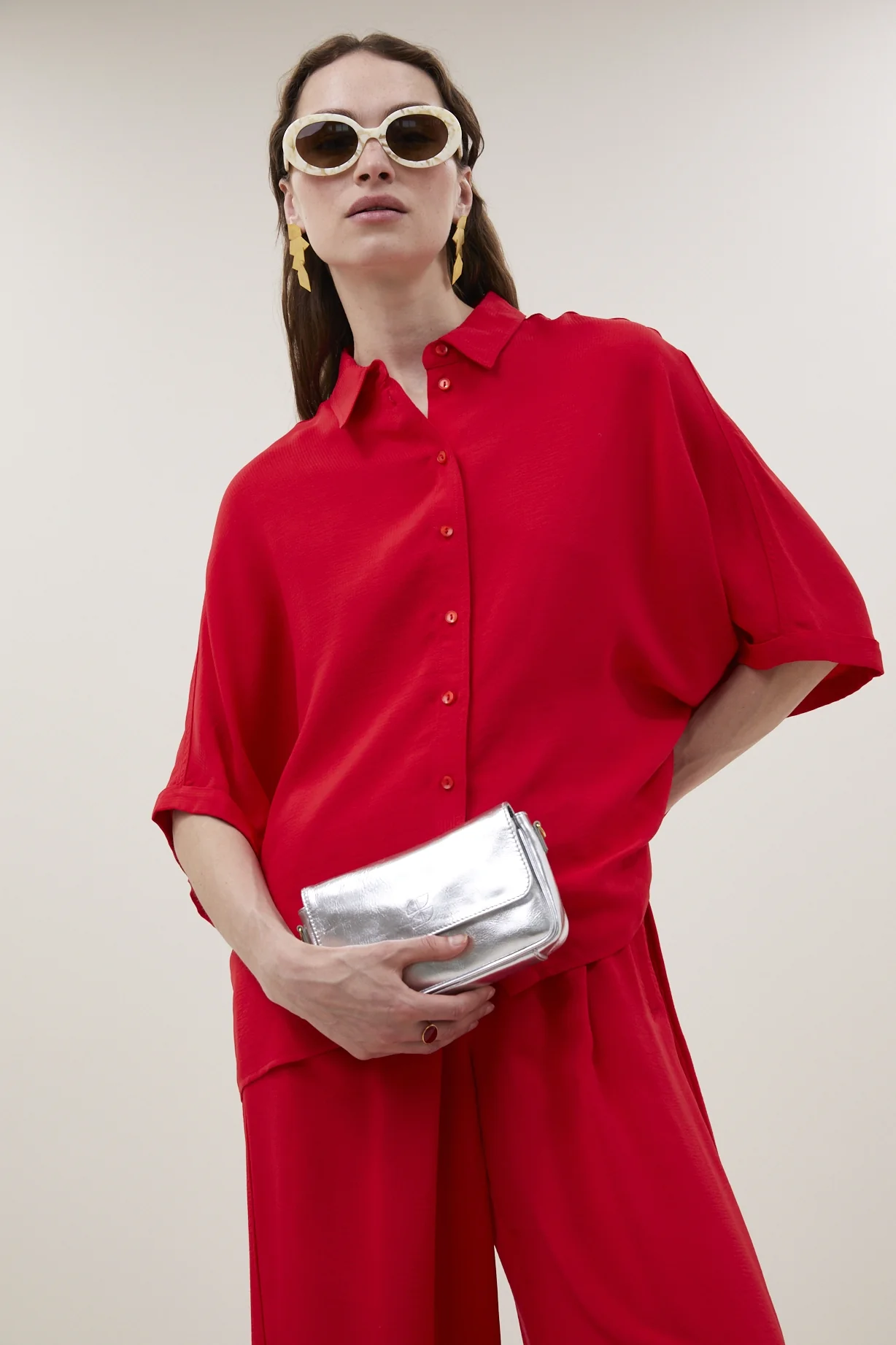 Blouses korte mouw rood by-bar
