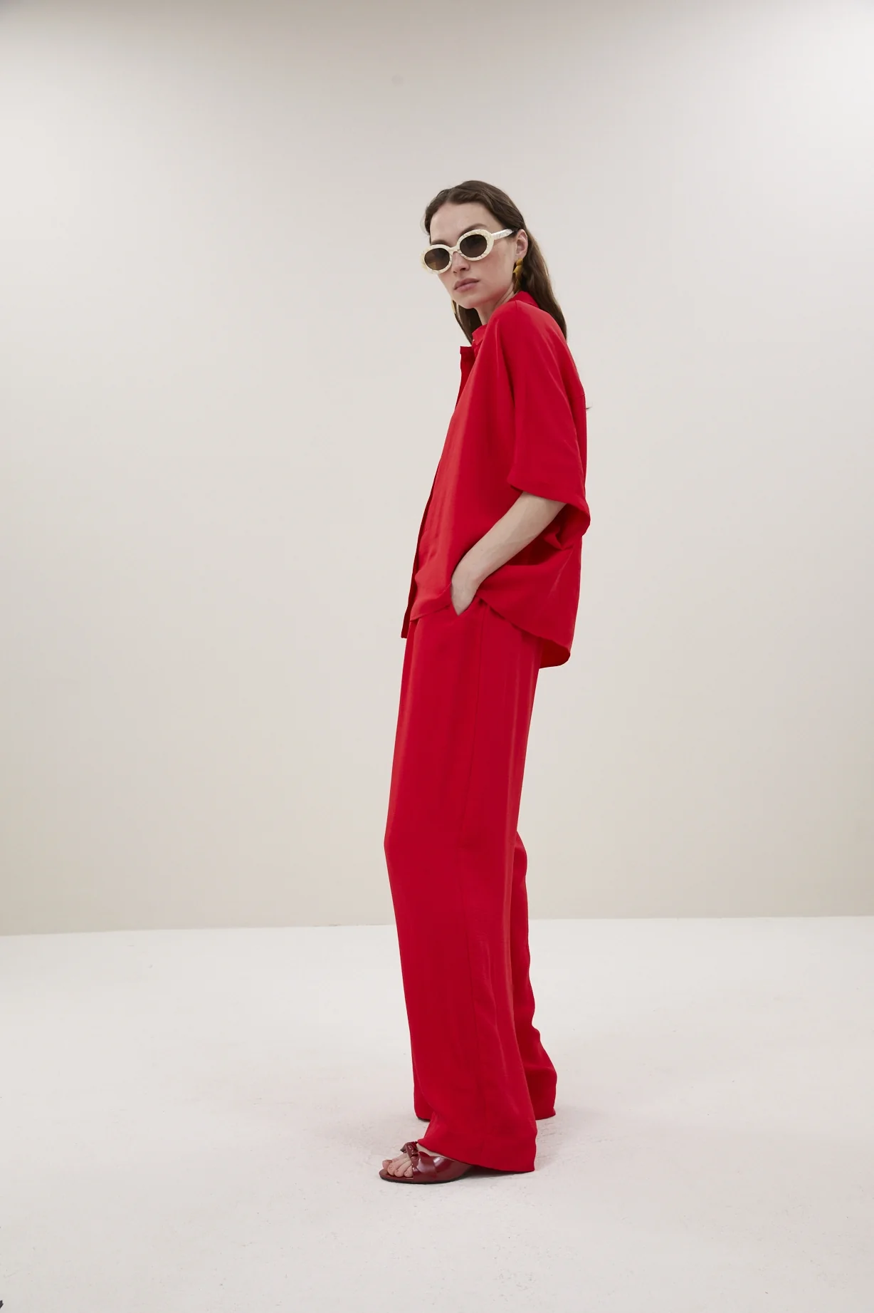 Blouses korte mouw rood by-bar - Image 2