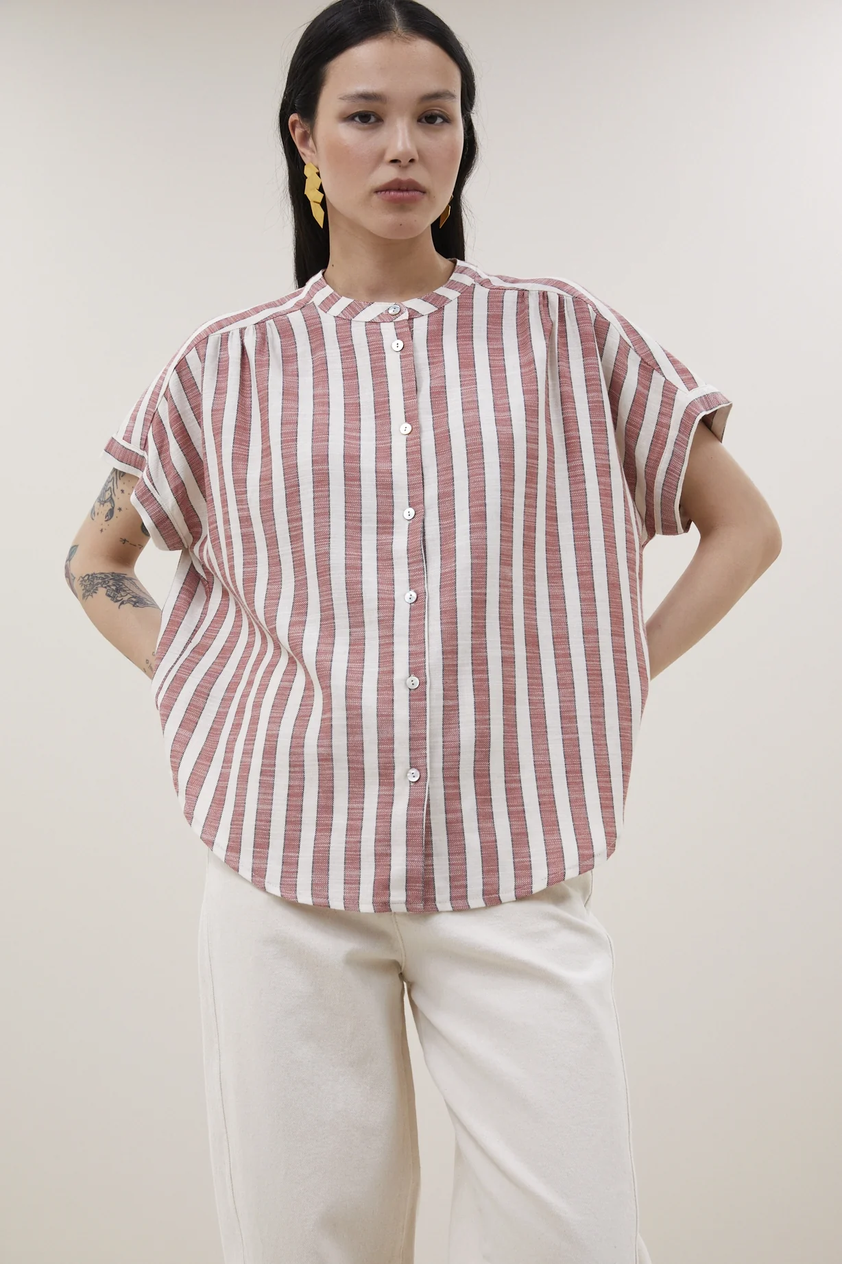 Blouses korte mouw rood by-bar