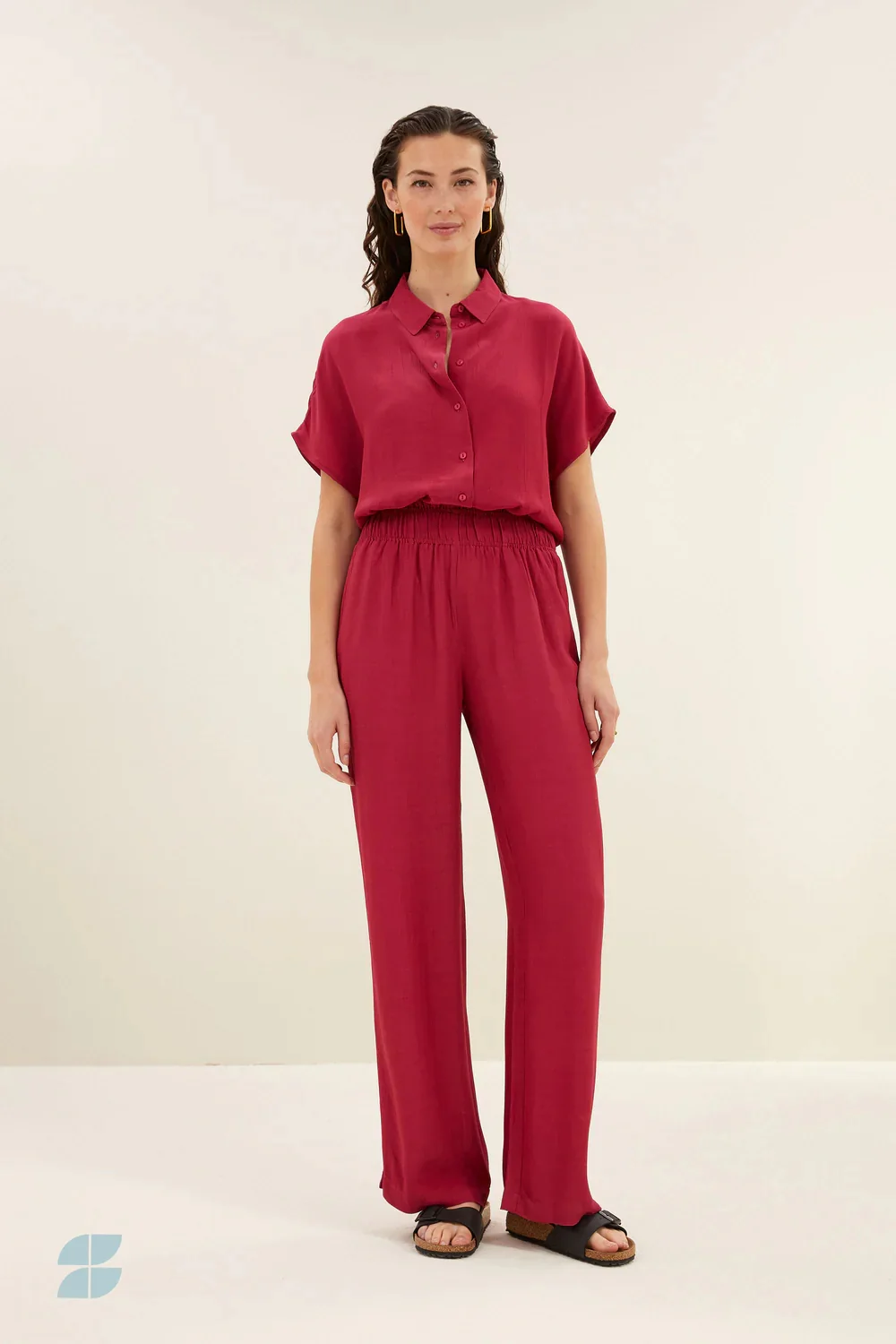 Blouses korte mouw roze by-bar