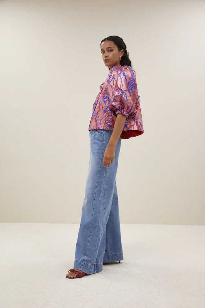 Blouses korte mouw roze by-bar - Image 3