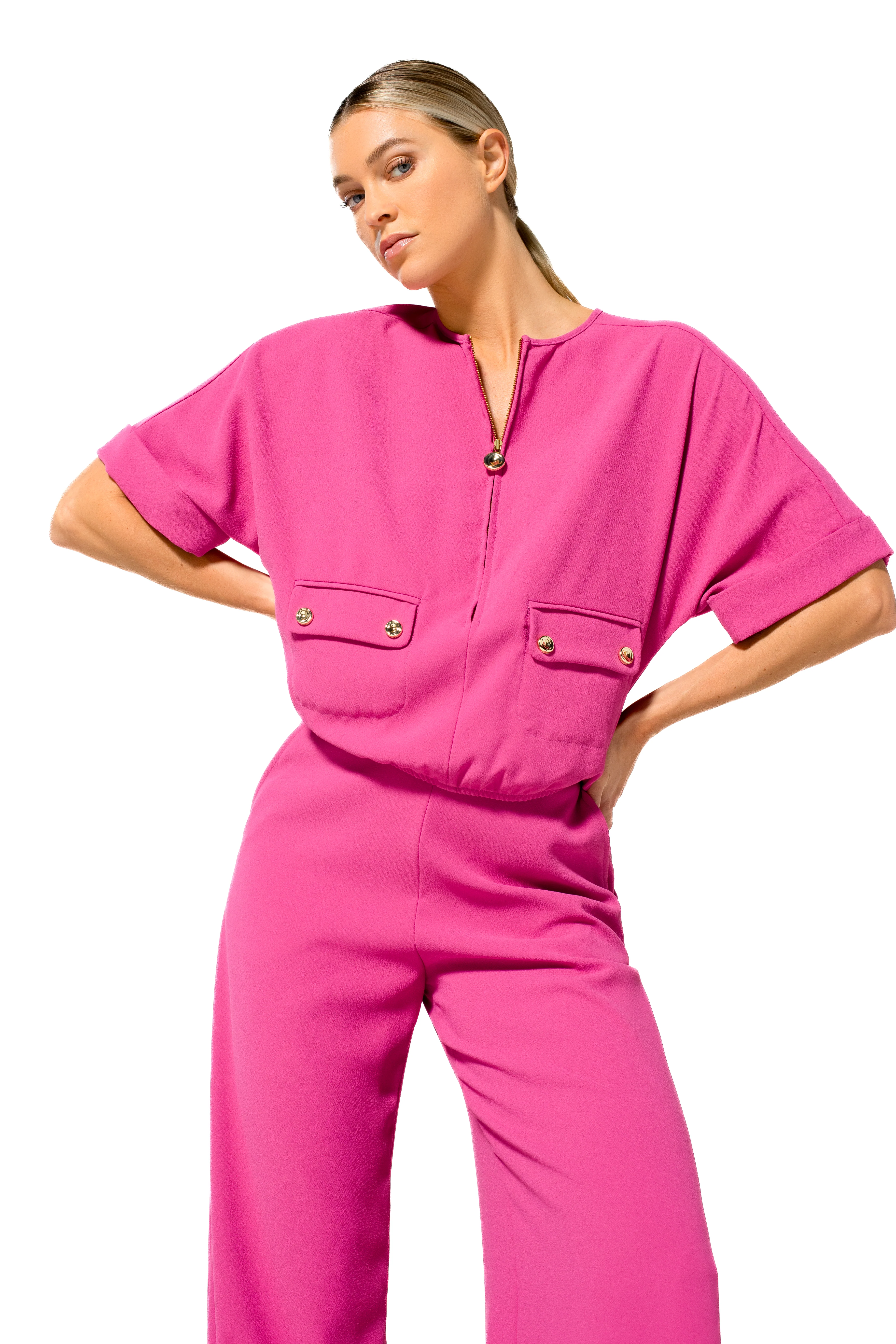 Blouses korte mouw roze Caroline Biss