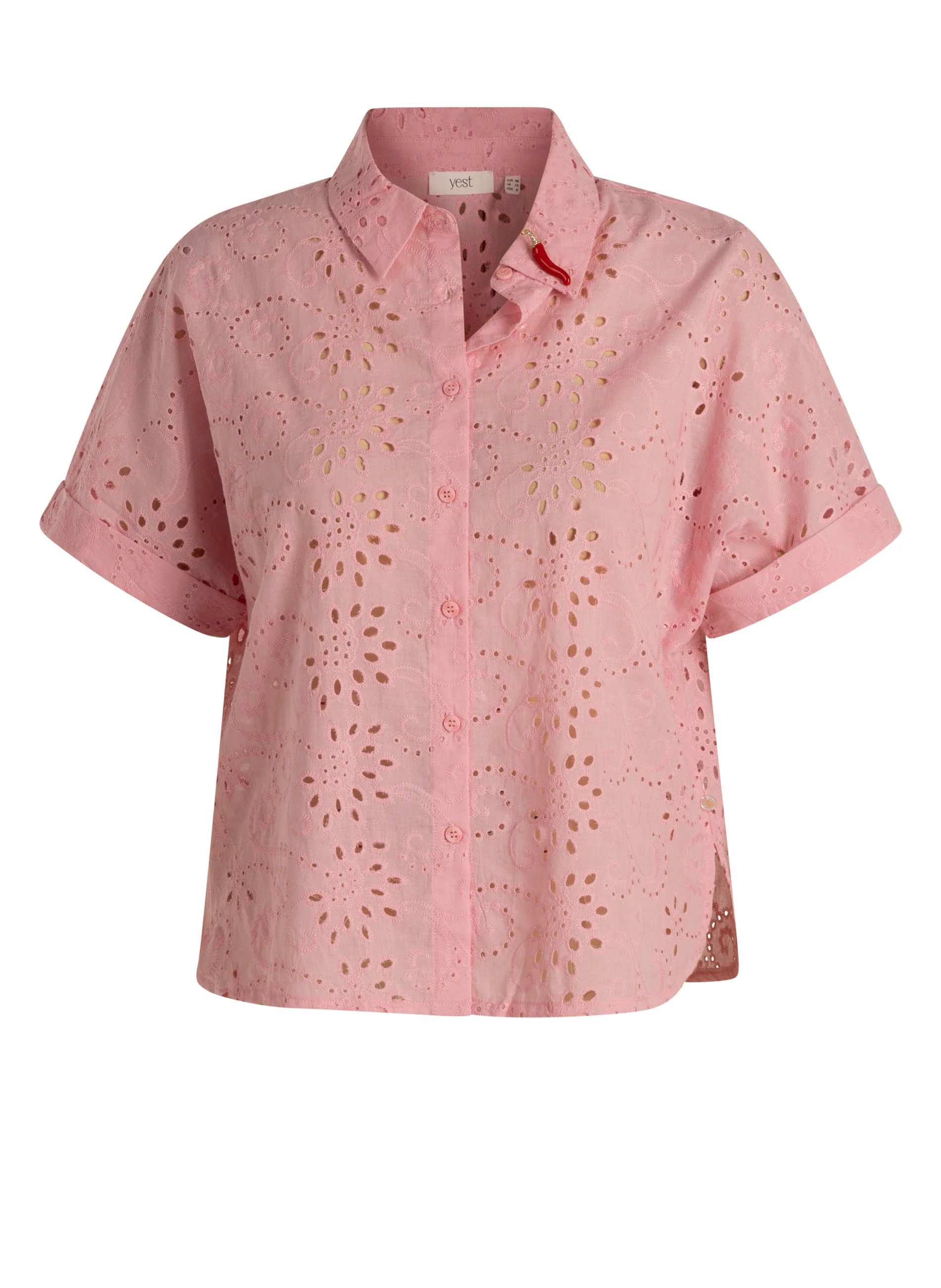 Blouses korte mouw roze yest curve