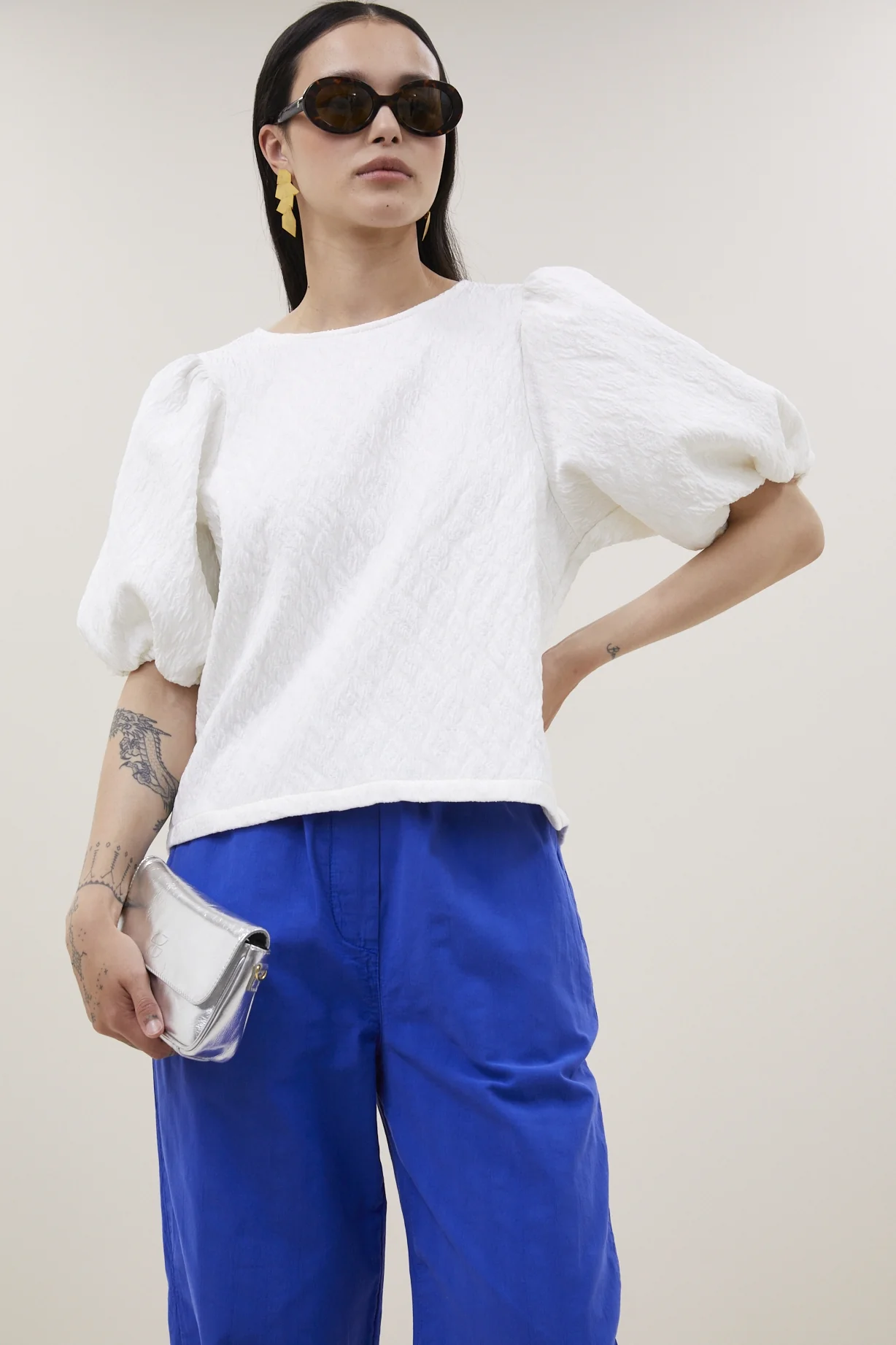Blouses korte mouw wit by-bar