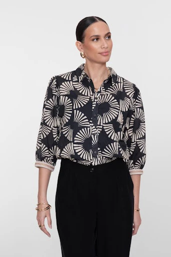 Blouses korte mouw zwart Geisha