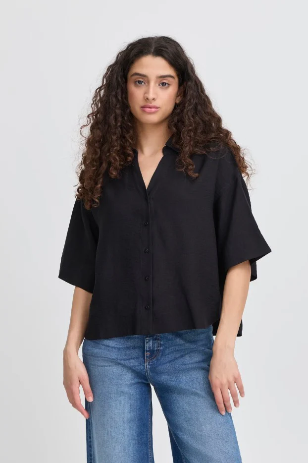 Blouses korte mouw zwart ICHI