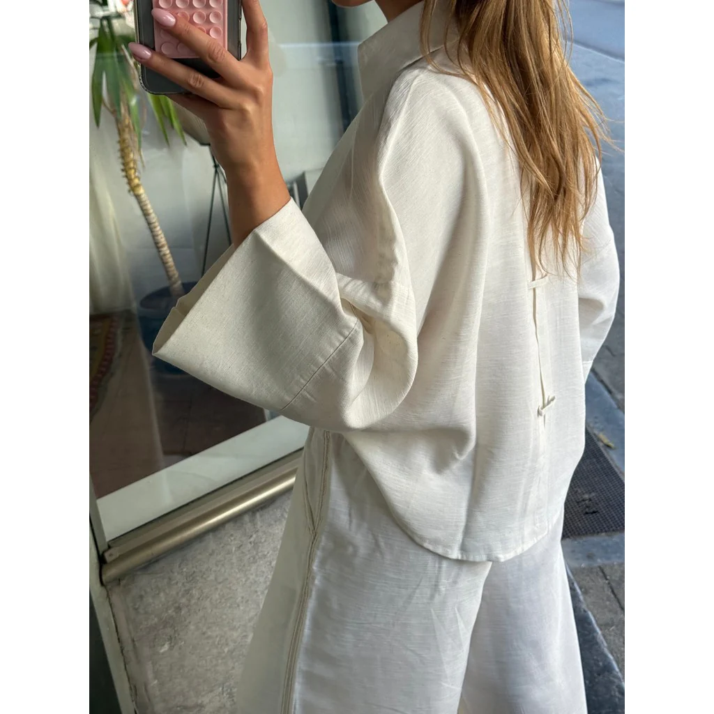Blouses lange mouw beige AMANDINE - Image 2
