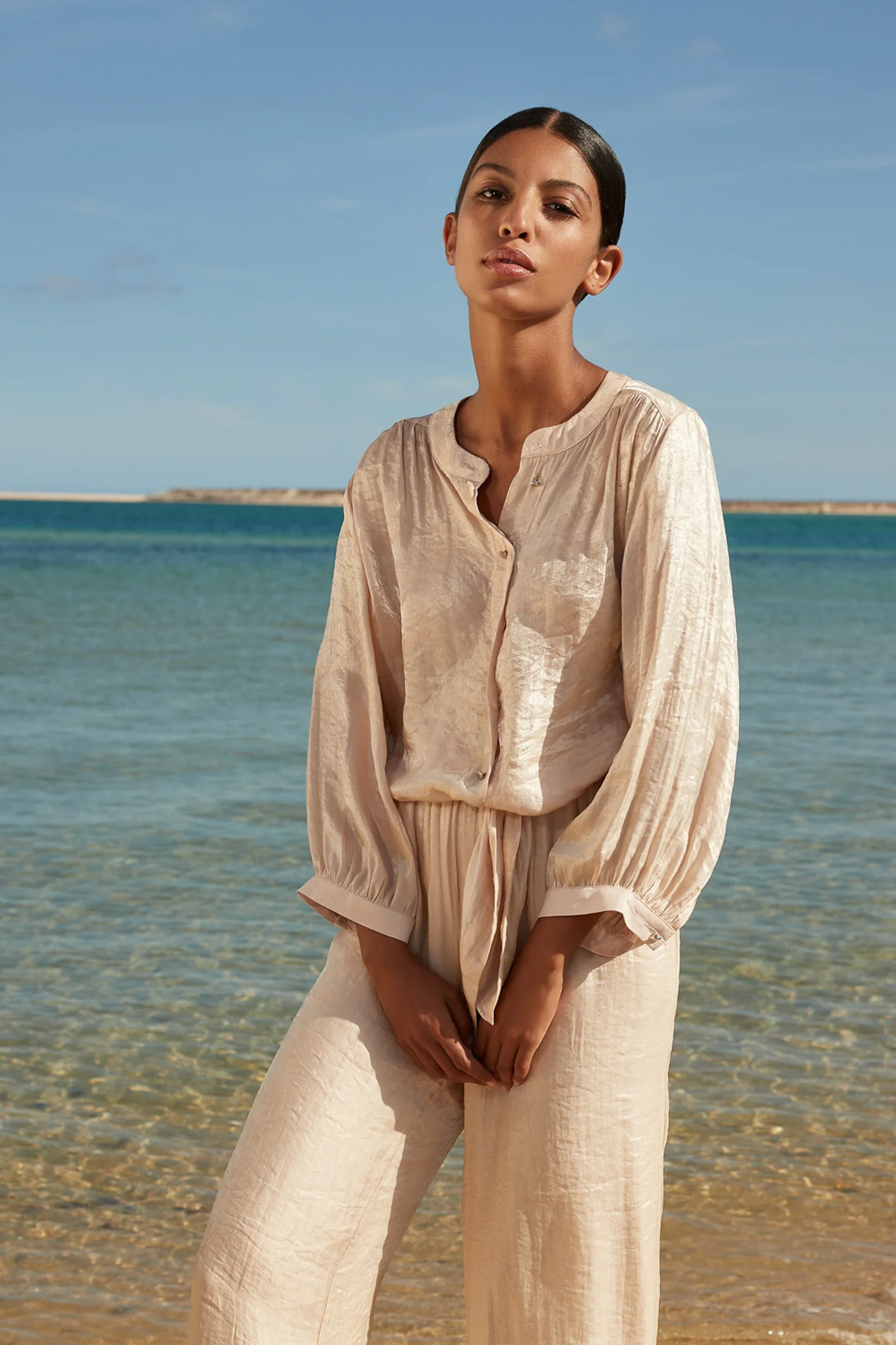 Blouses lange mouw beige Atmos
