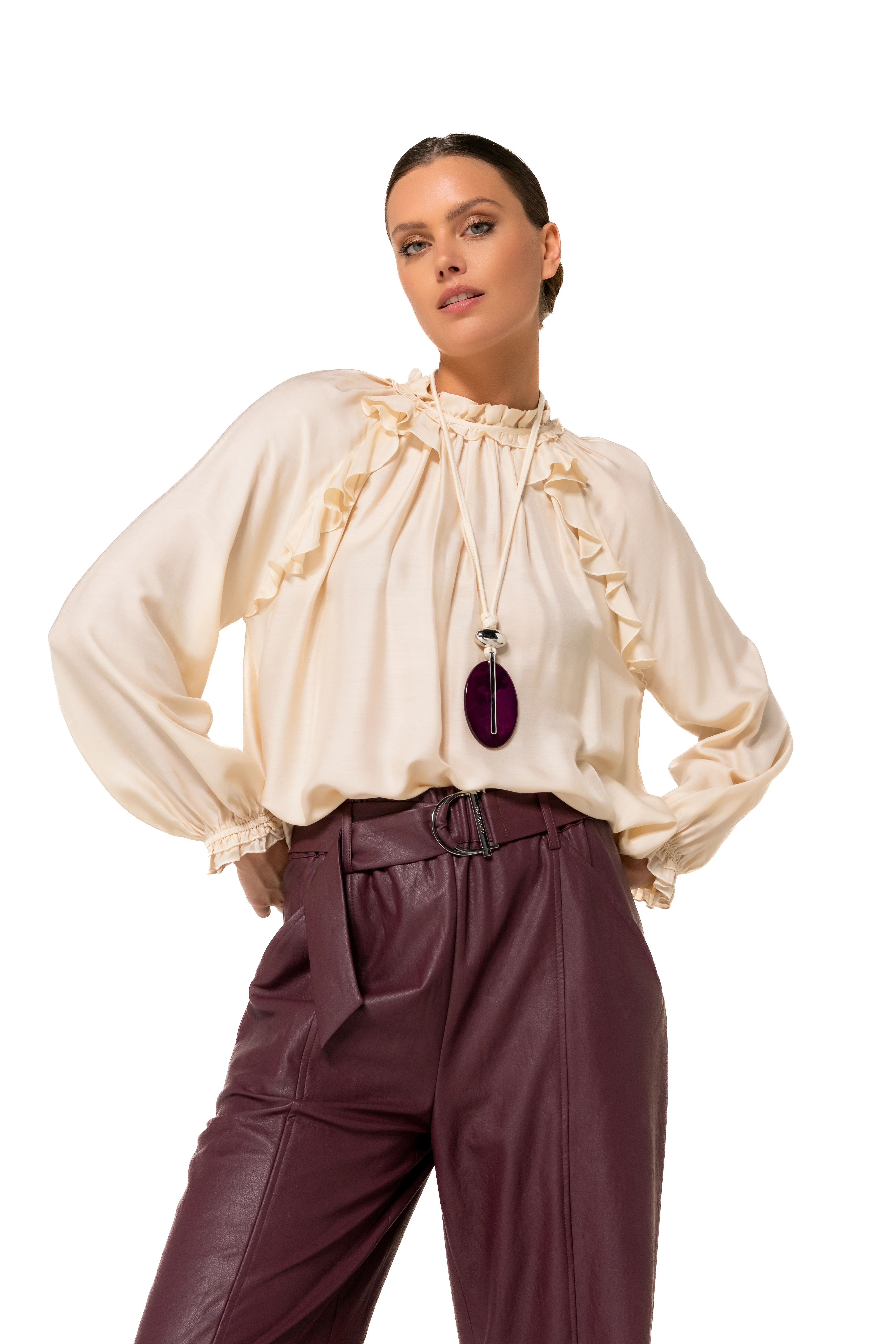 Blouses lange mouw beige Caroline Biss - Image 4