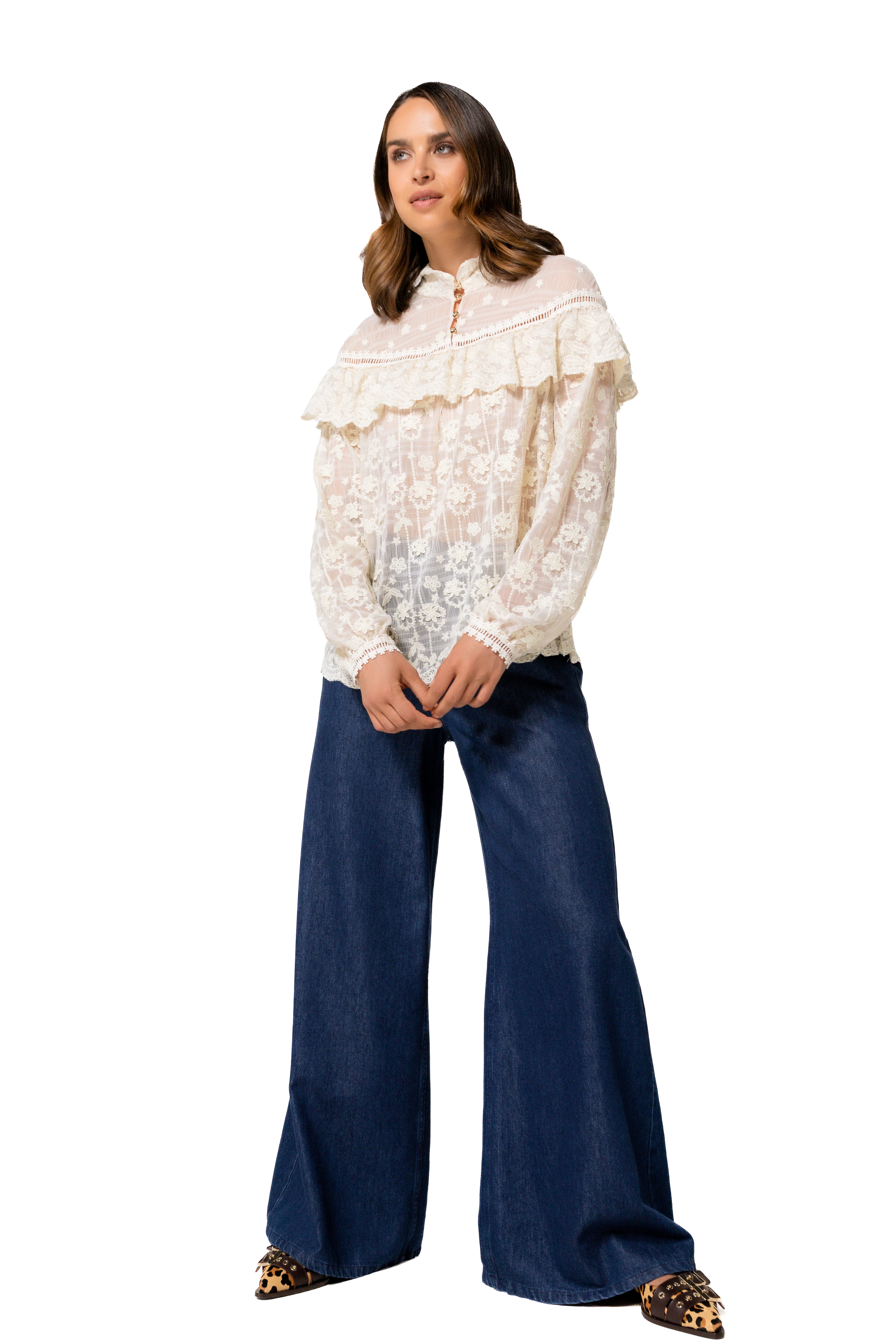 Blouses lange mouw beige Caroline Biss - Image 5
