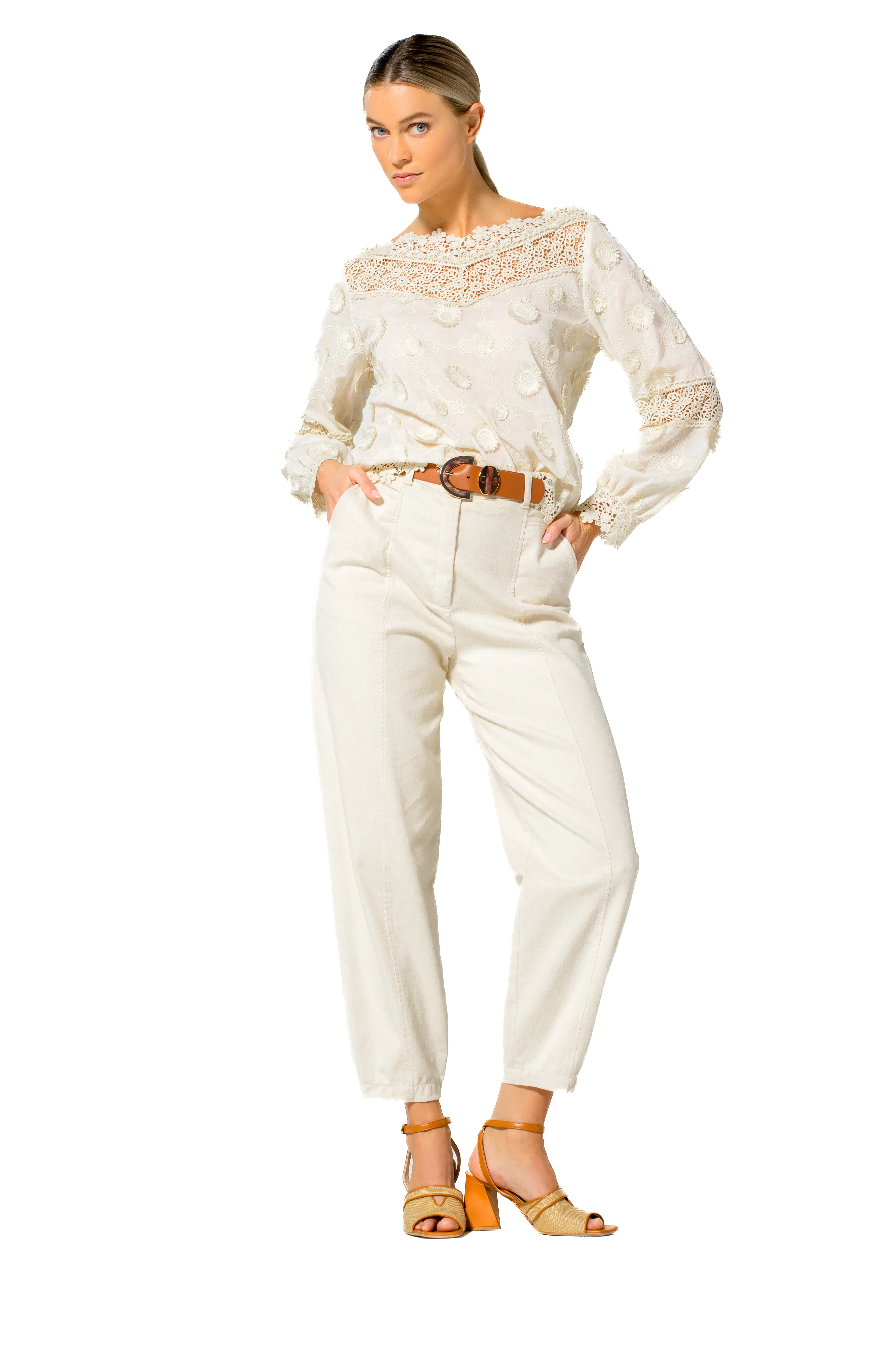 Blouses lange mouw beige Caroline Biss