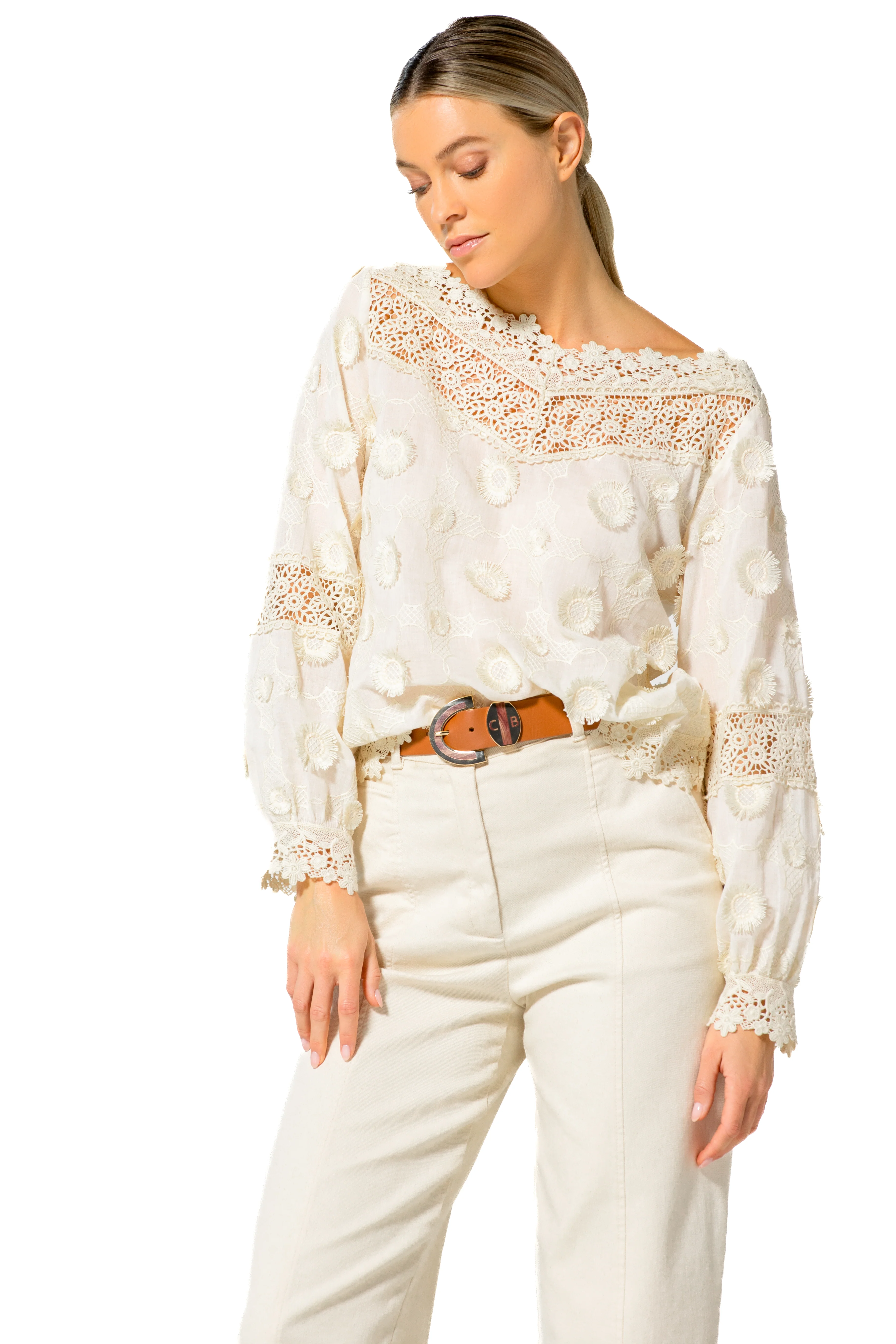 Blouses lange mouw beige Caroline Biss - Image 3