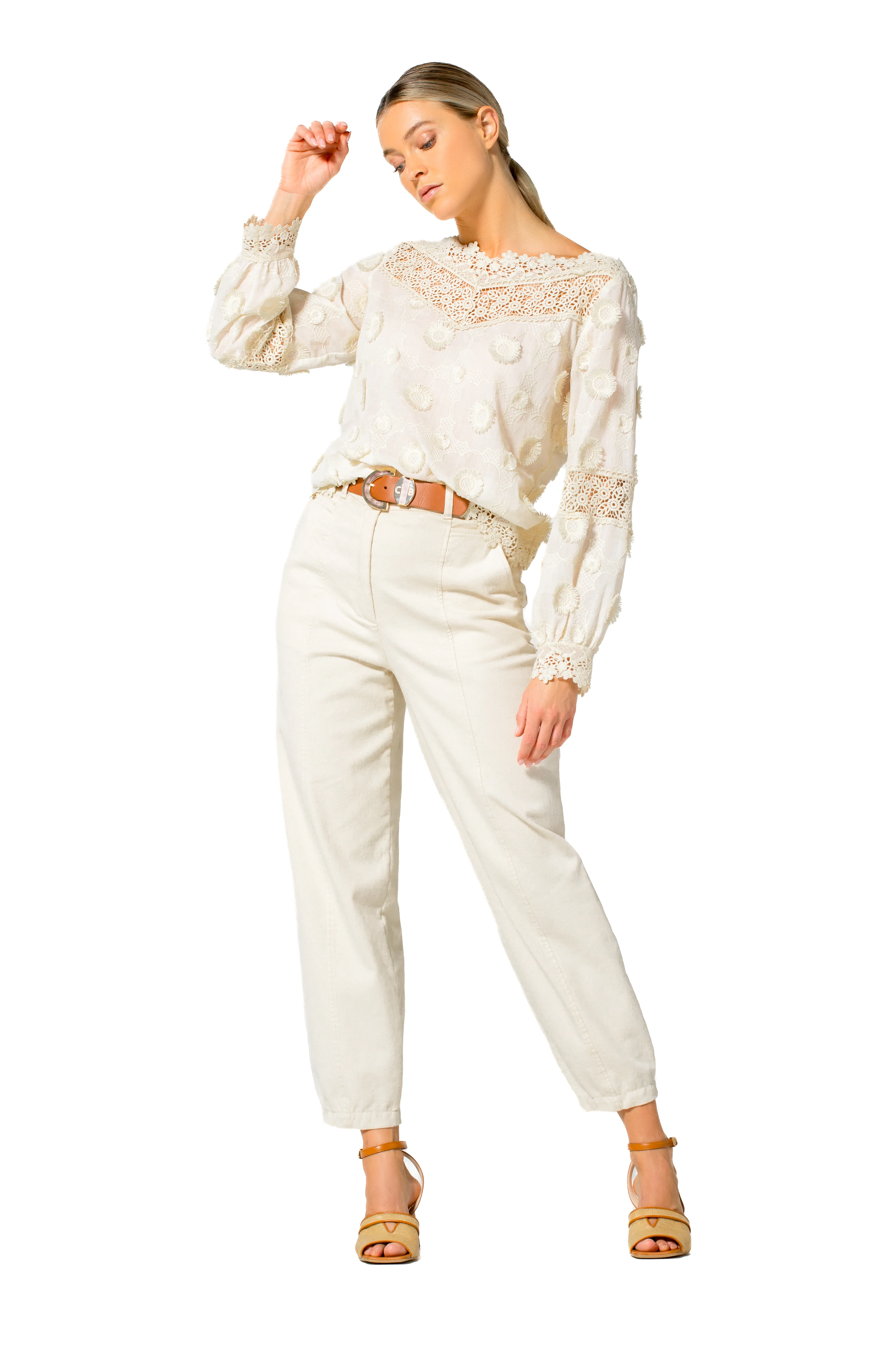 Blouses lange mouw beige Caroline Biss - Image 4