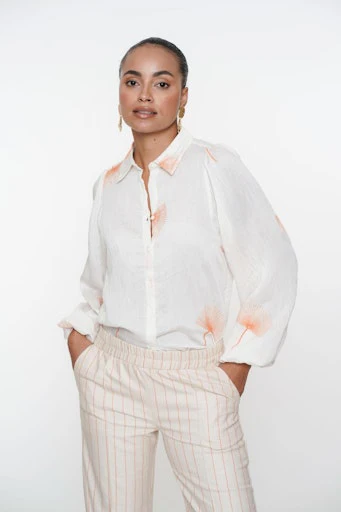 Blouses lange mouw beige Geisha